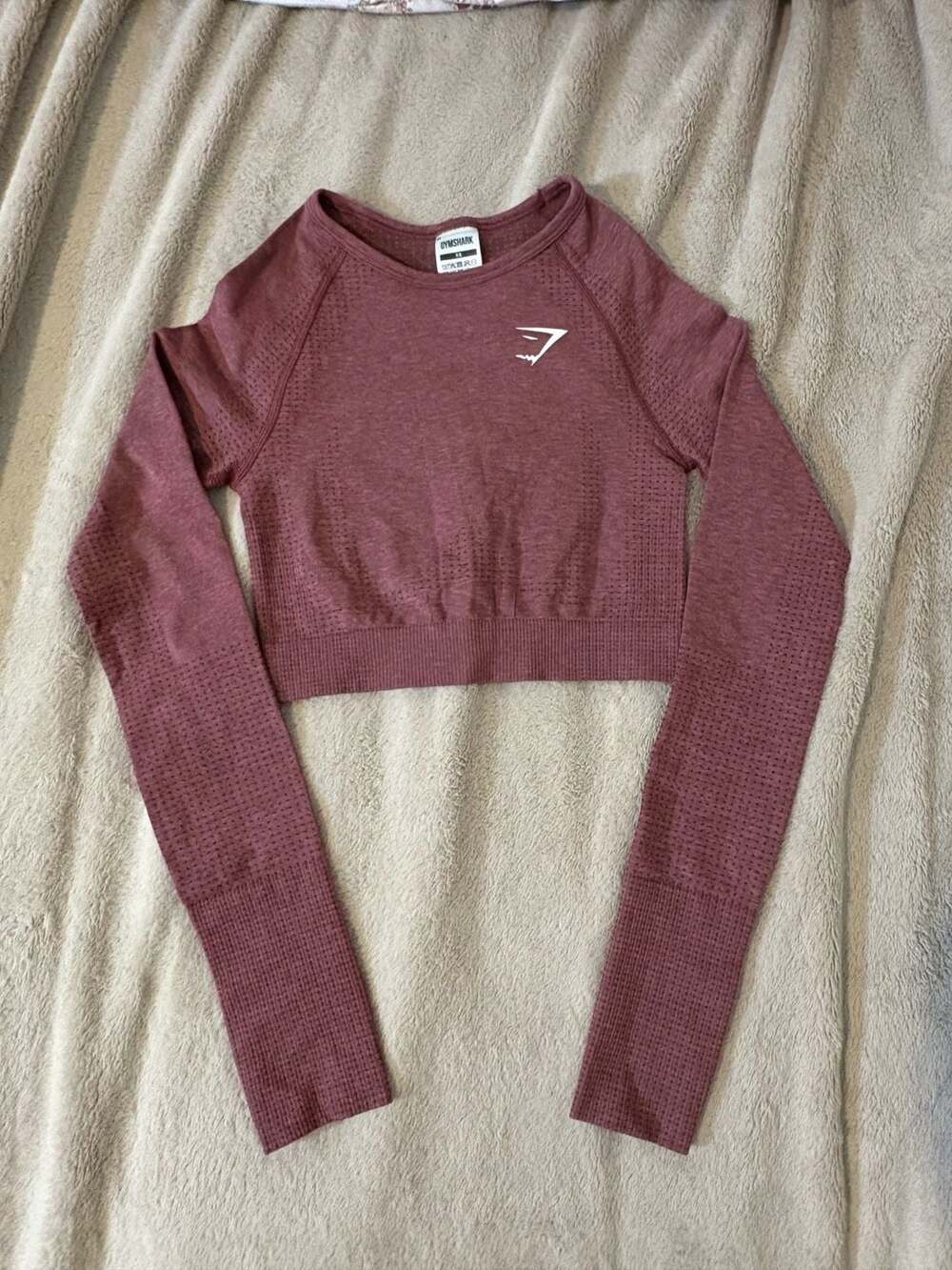 Gymshark Training Cropped Sweater Size XS Cherry Brown Long Sleeve Top